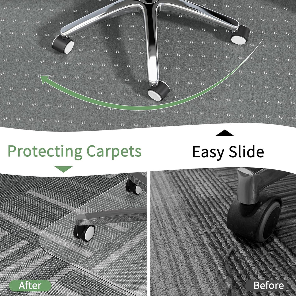 Office Chair Mat for Carpet 36" x 48" Clear PVC Rectangular | Computer Desk Chair Mat, Rolling Carpet Chair Mats with Non-Slip Studded, Carpet Protector for Home Office Low Pile Carpet