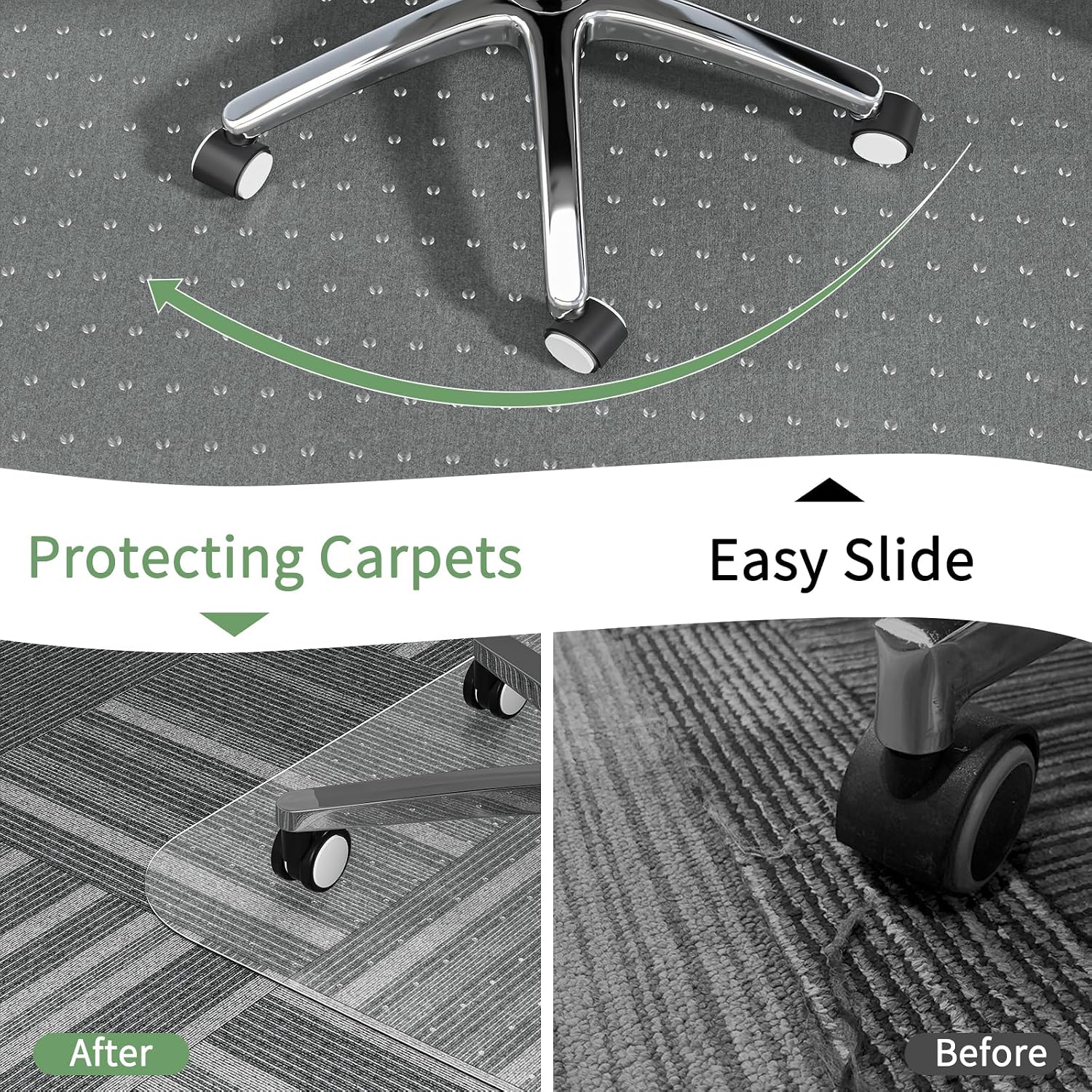 Office Chair Mat for Carpet 36" x 48" Clear PVC Rectangular | Computer Desk Chair Mat, Rolling Carpet Chair Mats with Non-Slip Studded, Carpet Protector for Home Office Low Pile Carpet