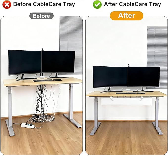 Oxford Cloth Under Desk Cable Management Tray, No-Drill 36" Desk Cable - Image 9