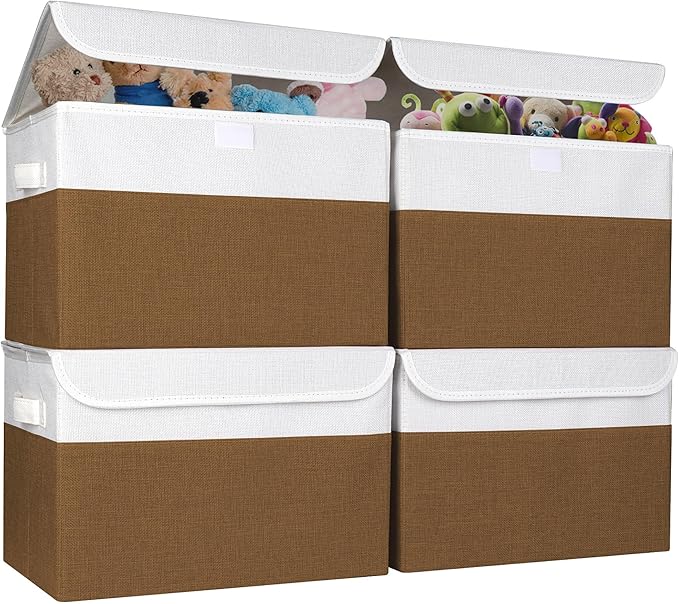 Bagnizer Large 22 Quart Linen Fabric Foldable Storage Bin Cube Organizer Basket by Bagnizer