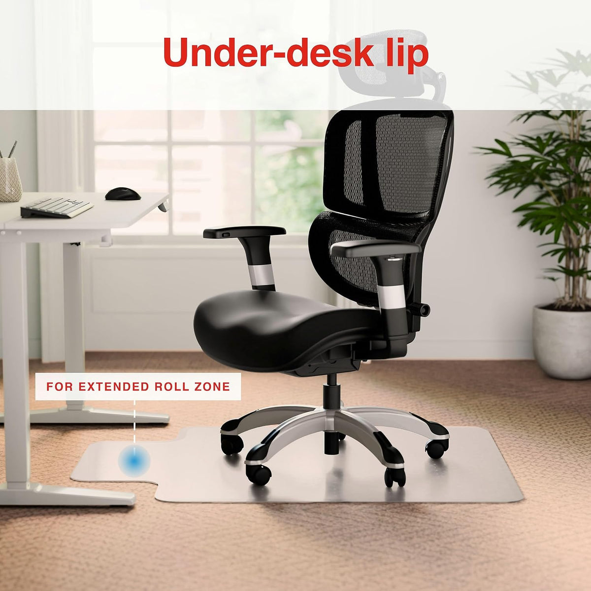 Staples Chair Mat for Medium-Pile Carpet with Lip, Clear, 36" x 48"