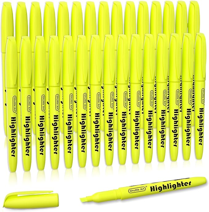 Shuttle Art Yellow Highlighters, 30 Pack Highlighters Bright Colors, Chisel Tip by ShuttleArt