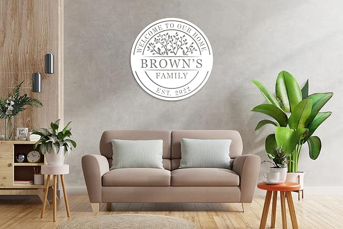 Welcome to Our Home Metal Sign, Personalized Family Name Tree of Life Sign - Image 8