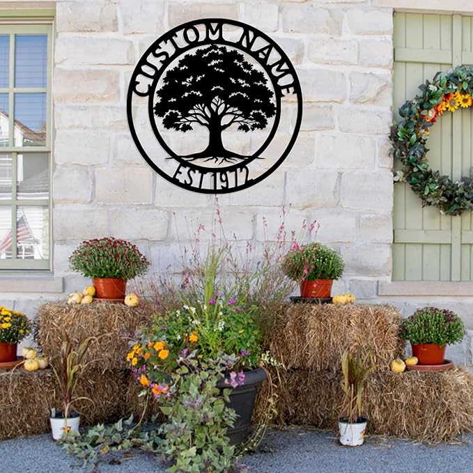 Custom oak Tree of Life, Oak Tree Family Monogram, Custom Metal Signs, - Image 2