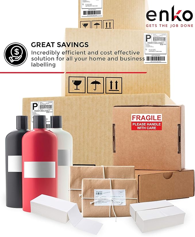 enKo 2 Stacks/4000 Labels 4" x 6" Fanfold Direct Thermal Label Compatible - Image 6
