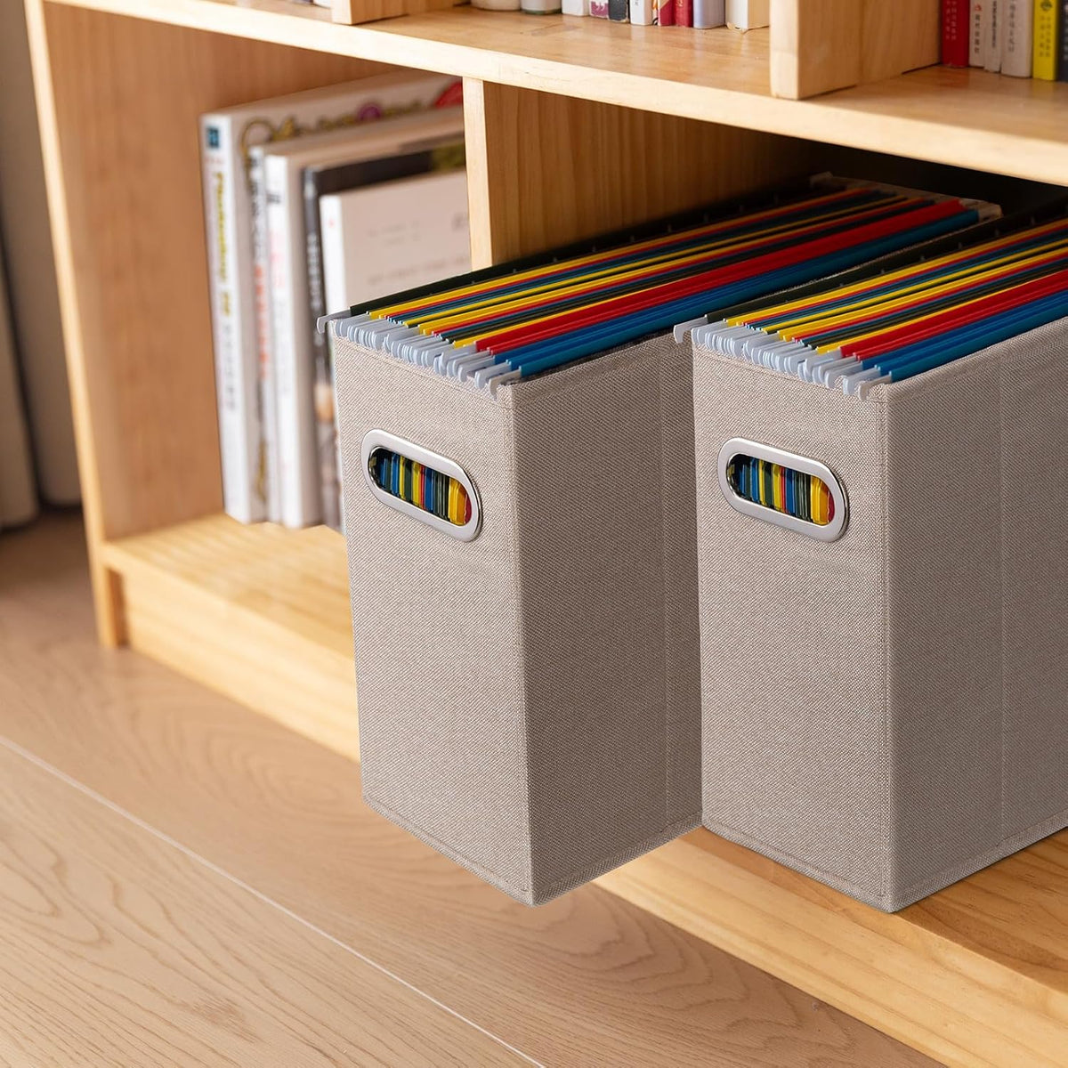 4 Packs Letter Size File Organizer, File Folders Organizer, Fabric Storage Bo...