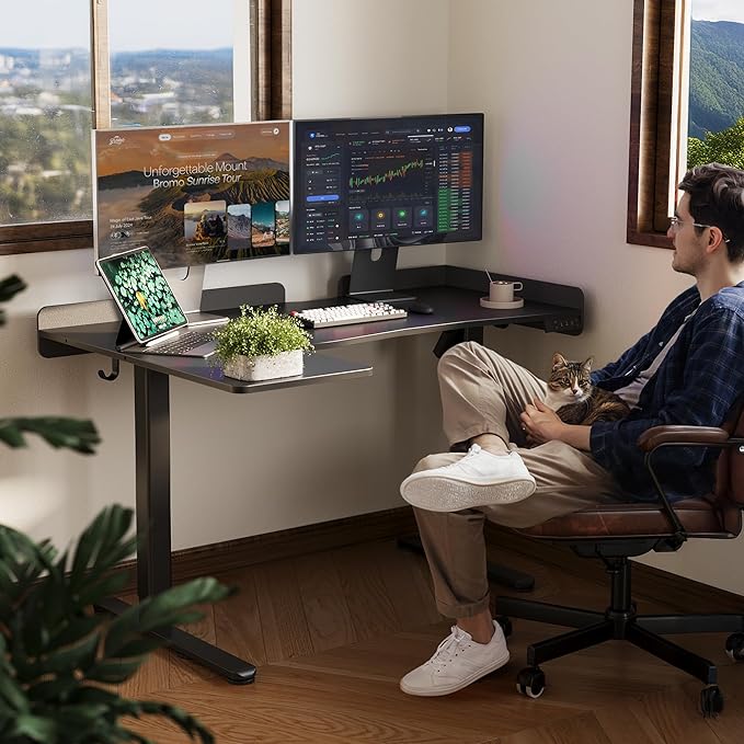 Claiks L Shaped Standing Desk, 55 Inch Electric Height Adjustable Desk - Image 2