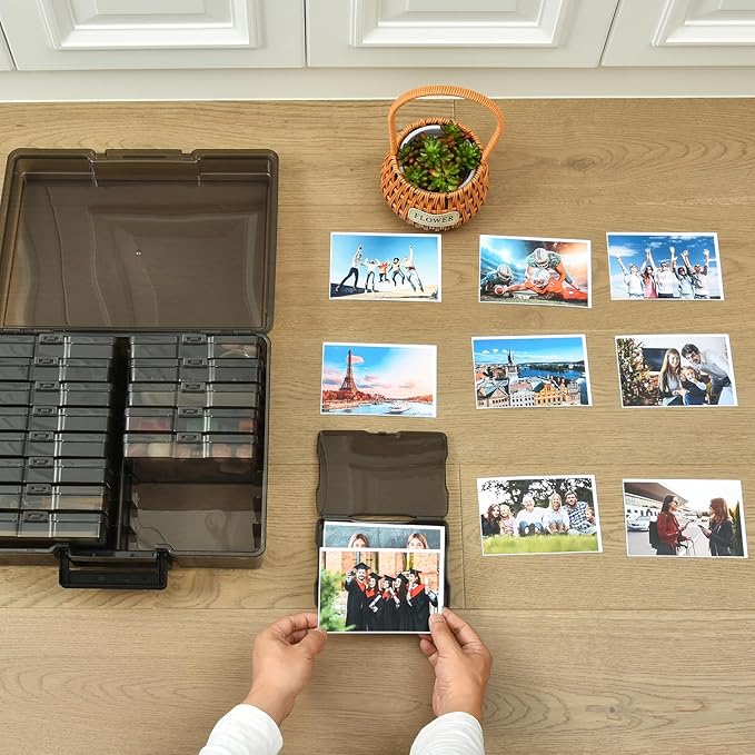 Haundry Photo Storage Box with 16 Inner 4" x 6" Photo Case, Portable Storage - Image 4