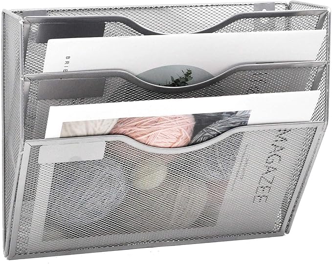 EASEPRES 3 Pocket Mesh Hanging Wall File Organizer, Wall Mounted Mail Paper - Image 4