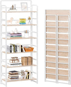 4NM No Assembly 6 Tiers Folding Bookshelf Storage Shelves Vintage Bookcase by 4NM