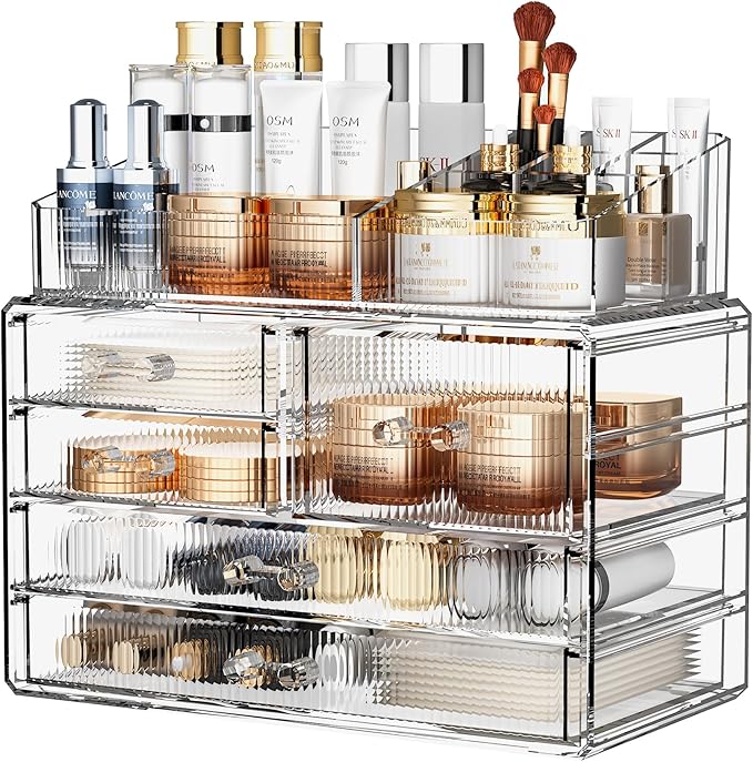 ZHIAI Stackable Storage Drawers, Acrylic Bathroom Counter Organizer Clear by ZHIAI