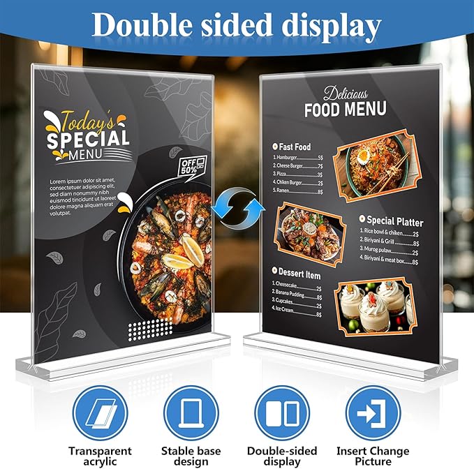 Eocnrhe Acrylic Sign Holder 8.5 x 11 12 Pack, Double-Sided Clear Sign Holder - Image 2