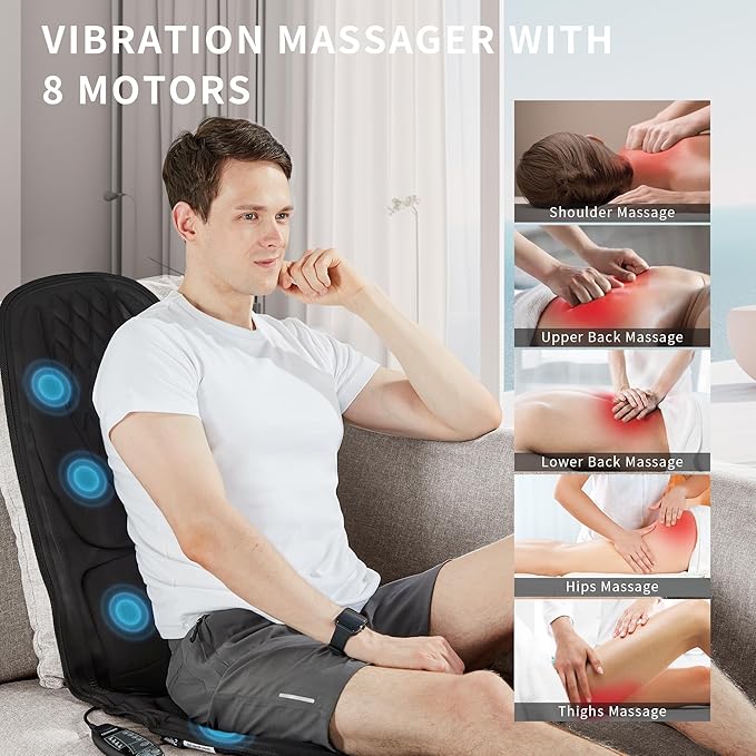 comrelax Back Massager with Heat, Massage Seat Cushion with 3D Lumbar Support - Image 3
