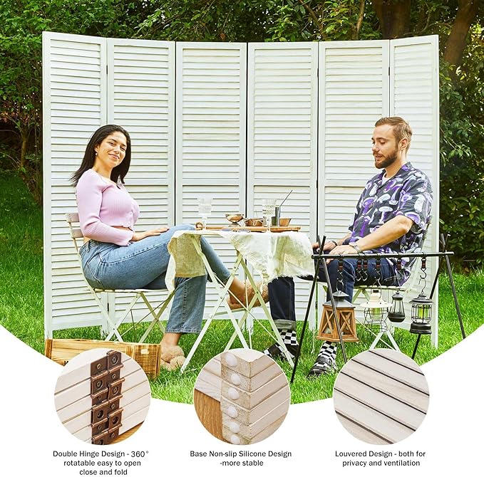 Room Dividers and Folding Privacy Screens, Wood Louvered Separators Divider Wall - Image 2