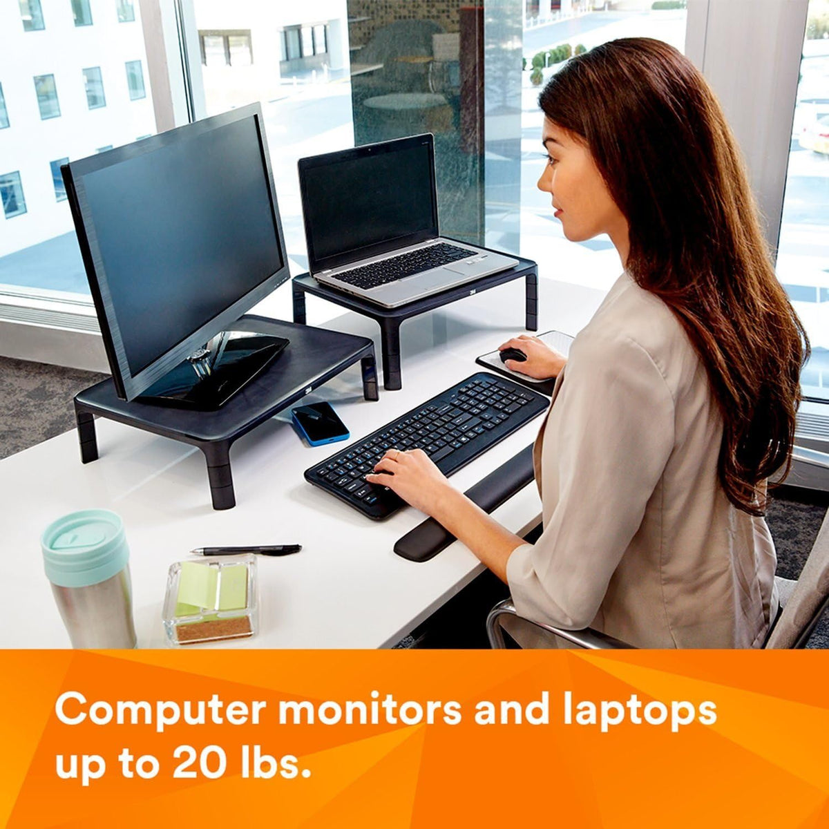 3M Adjustable Computer Monitor Stand, 16 in x 12 in x 13.6 in