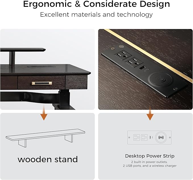 EUREKA ERGONOMIC Standing Desk, 63 inch Executive Desk w Drawers, Modern - Image 7