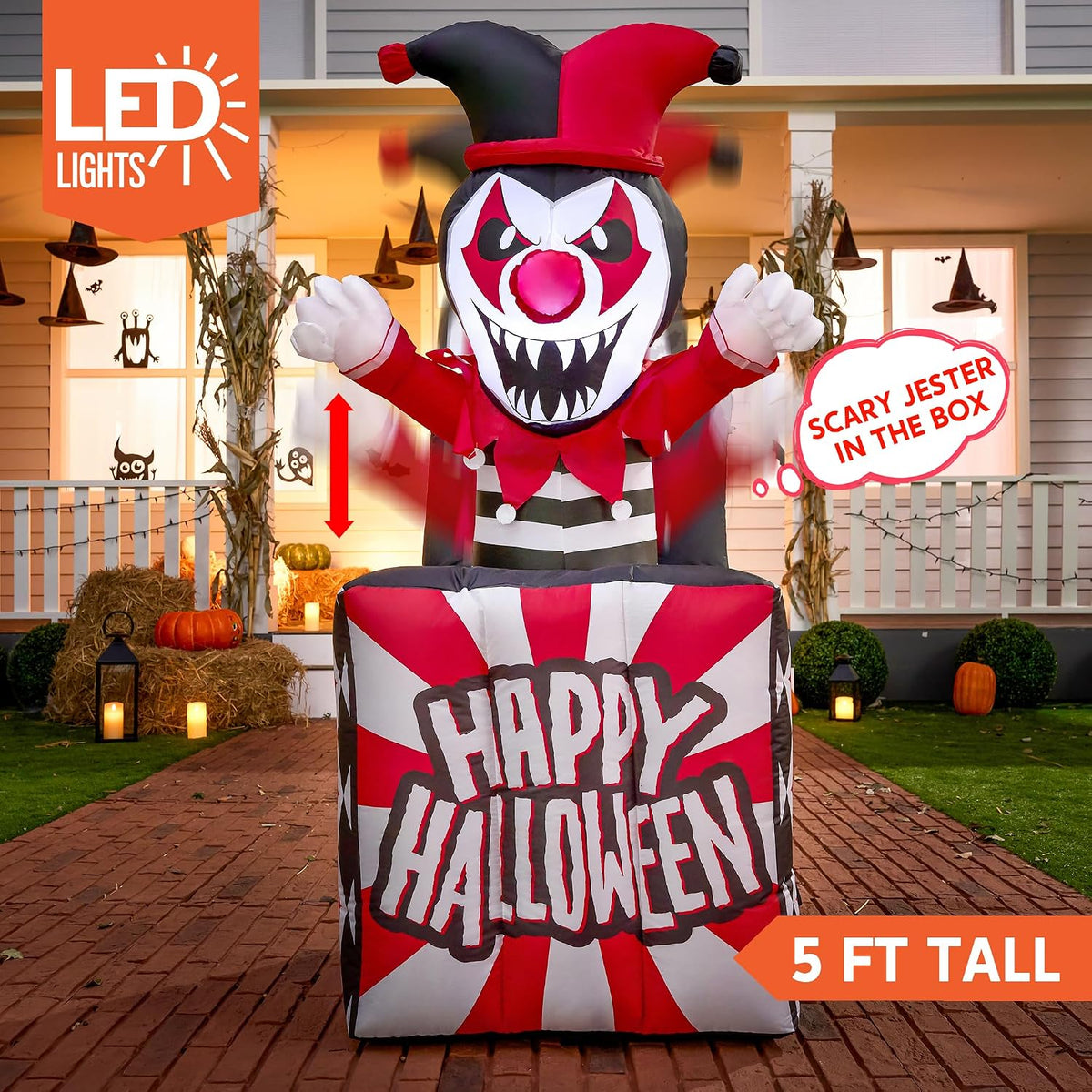 Joiedomi 5 Ft Halloween Inflatables Animated Clown Decorations Outdoor, Hallo...