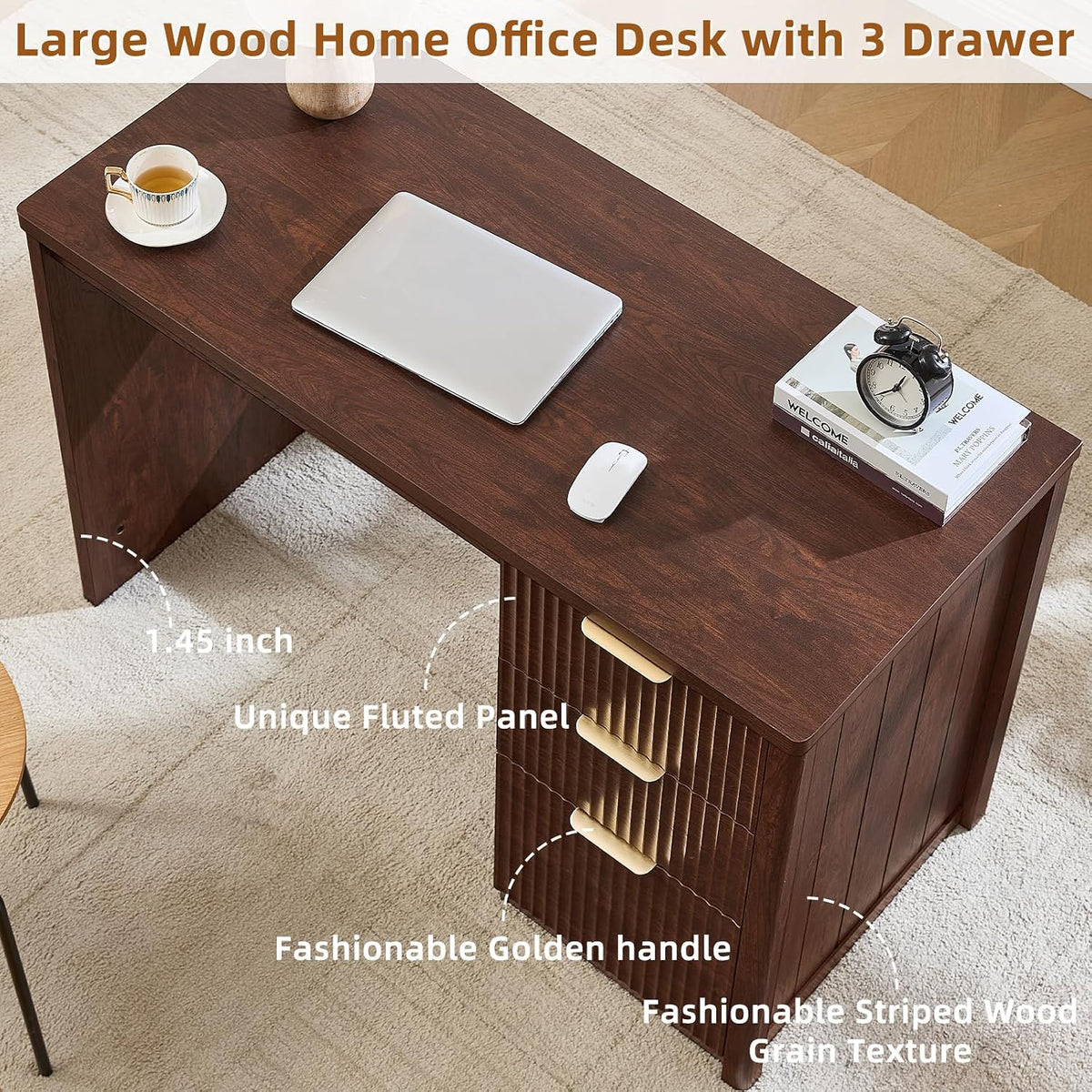 LEYAOYAO Office Desk 48" with 3 Drawers Storage File Cabinet