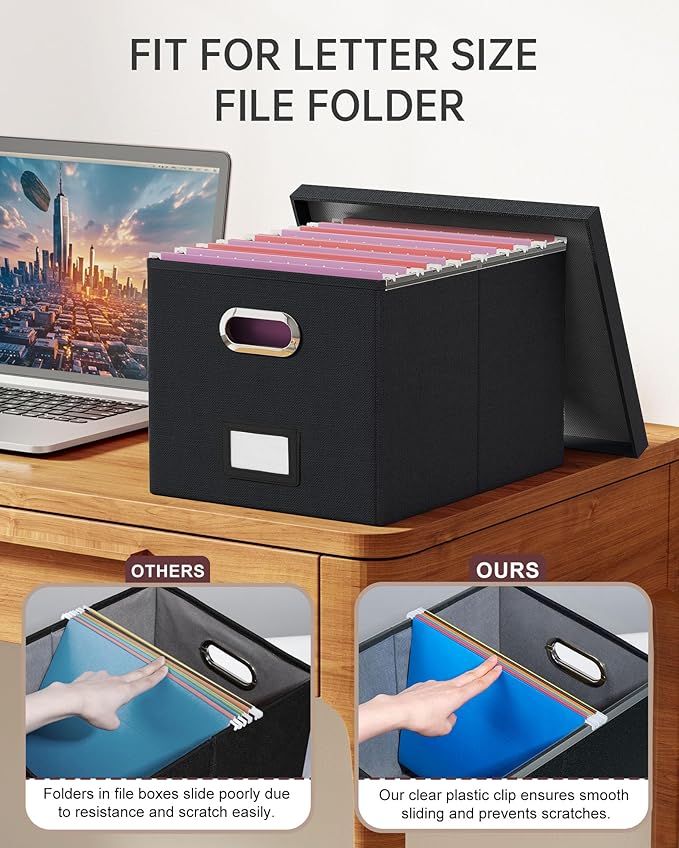 2 Pack File Storage Organizer, Filing Box, Portable File Box - Image 4