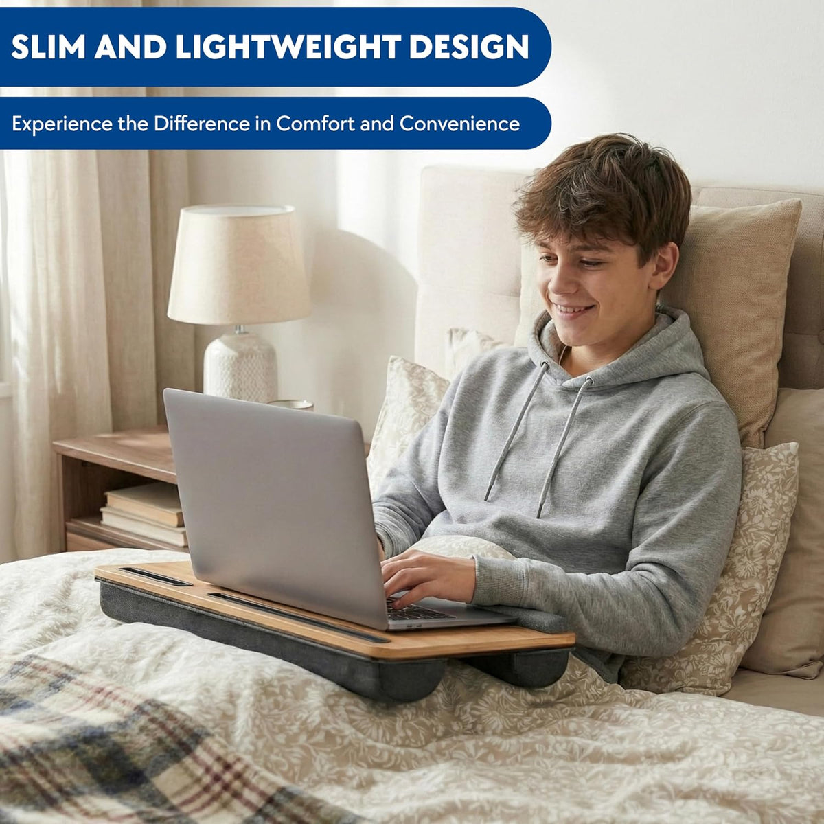 Lap Desk with Soft Cushion – Portable Laptop Desk for Bed, Couch & Home O...