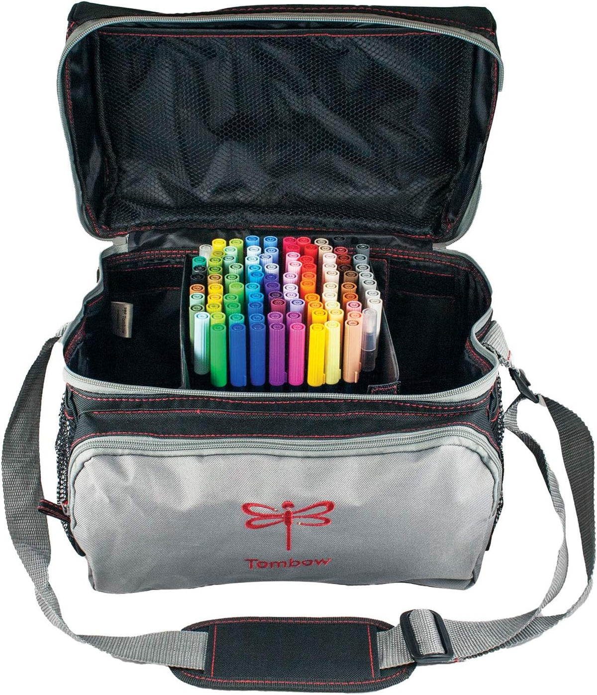 tombow 56177 storage tote, black and grey. perfectly shown in use