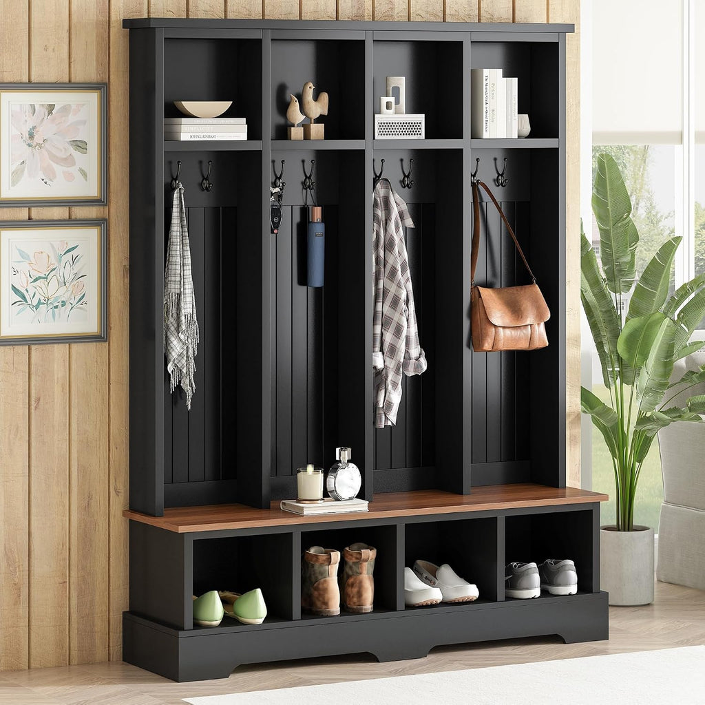 merax farmhouse hall tree with bench and shoe, main product view