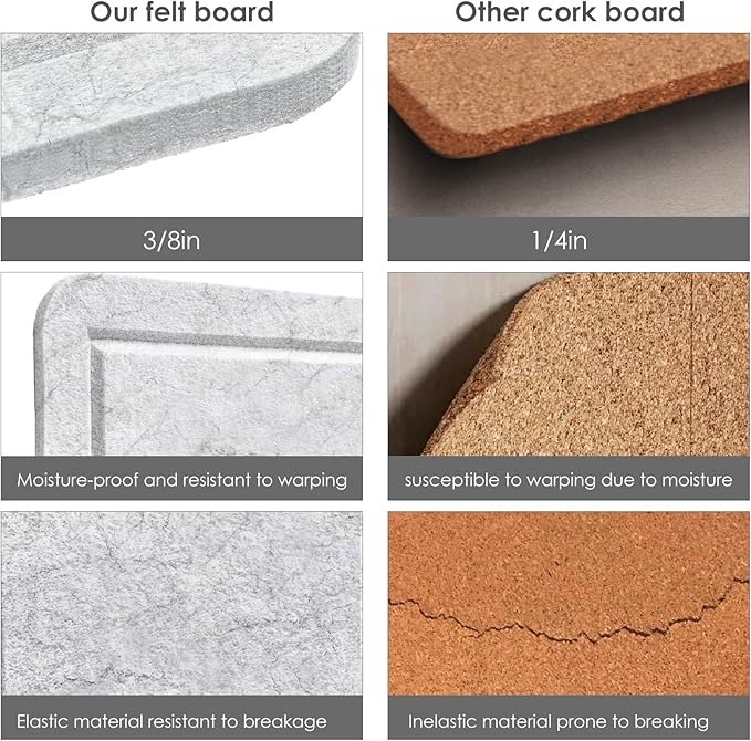 Bulletin Board, 24 x 18 inches Felt Board Decorative Pin Board, Cork Board - Image 5