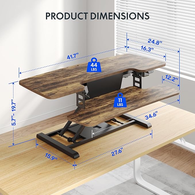 FLEXISPOT 42" Electric Standing Desk Converter Height Adjustable Desk Strong - Image 3