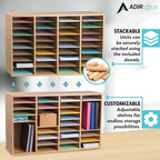 AdirOffice Wooden Adjustable Literature Organizer, 36 Compartment Office Mailbox - Image 4