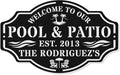 Personalized Name Metal Pool Sign, Patio Signs by HYTSIGN