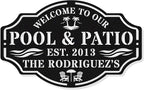 Personalized Name Metal Pool Sign, Patio Signs by HYTSIGN
