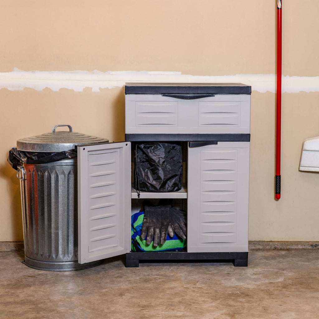 sunnydaze 34.5" garage storage cabinet with adjustable shelf, view 10