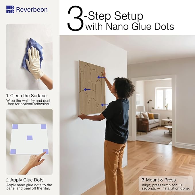 Reverbeon 6 PCS Acoustic Panels, 23.6x23.6 Inch Sound Absorbing Panels - Image 3