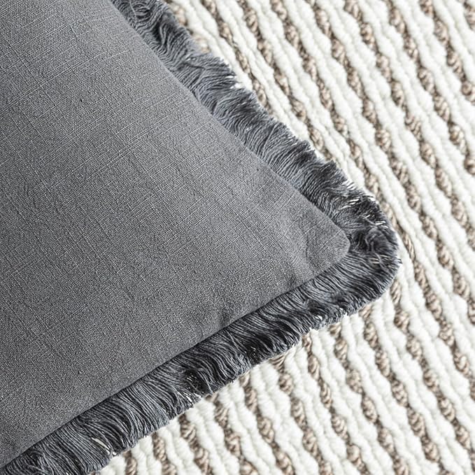 Foindtower Set of 2 Decorative Linen Fringe Throw Pillow Covers Cozy Boho - Image 3