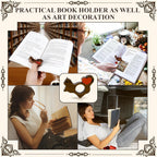 Cat Book Page Holder with Detachable Heart Gifts for Valentine's Day,Walnut Thumb Book Page Holders for Reading,Book Opener Holder Reading Accessories for Book Lovers with Gift Box (Large 0.94")