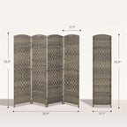 HOMCOM 4 Panel Room Divider, Hand-Woven Freestanding Wall Partition - Image 7