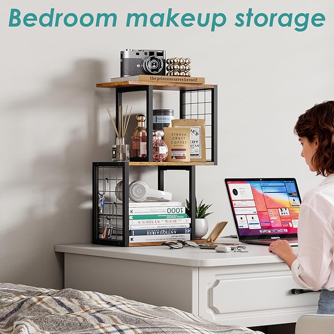 Vfelf Desktop Bookshelf, 3-Tier Desk Organizer Shelf - Image 7