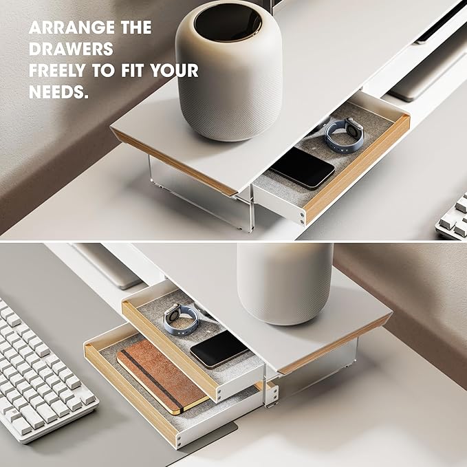 Fenge Dual Monitor Stand with Drawer, 42.5 Inch Large Monitor Riser with - Image 4