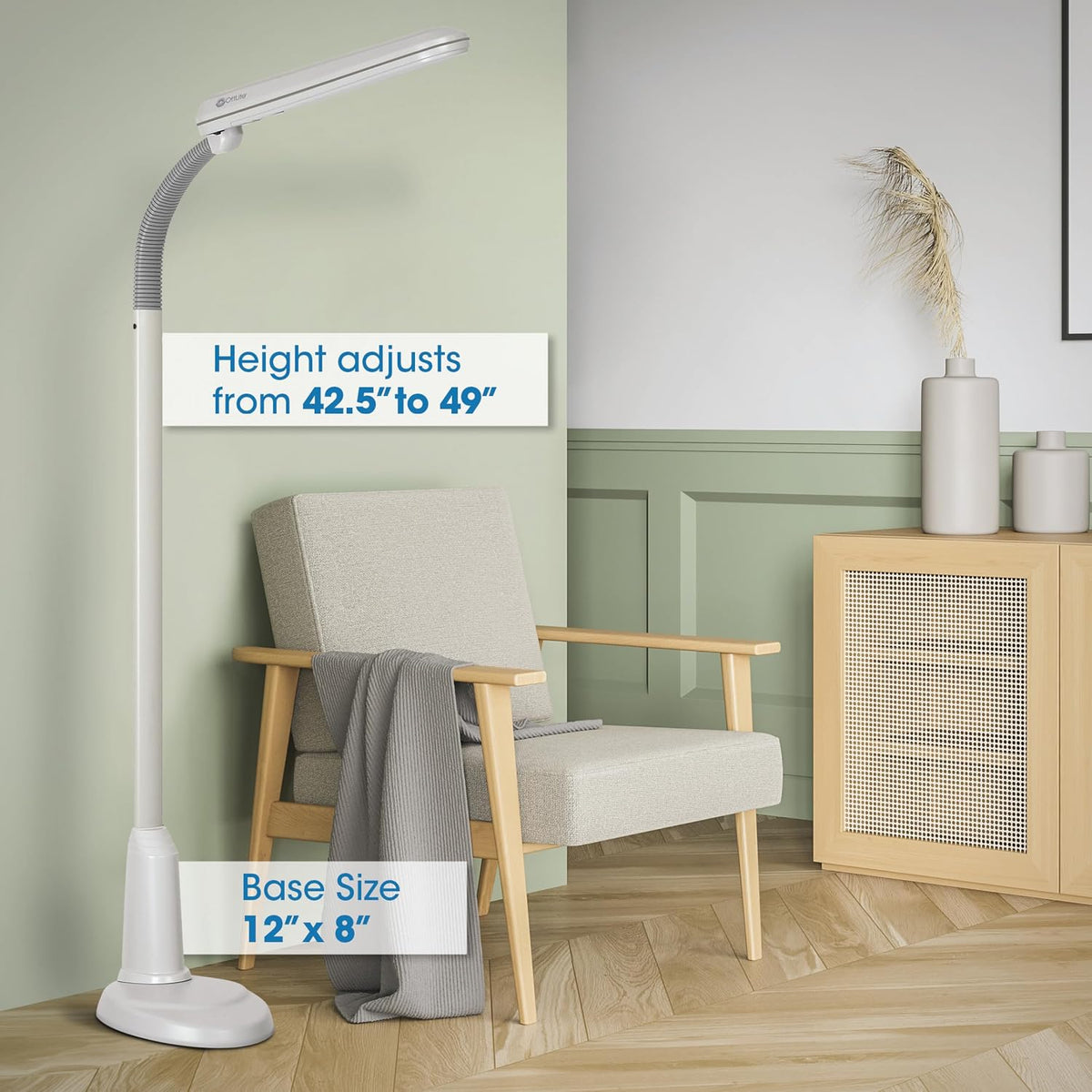 OttLite 24-Watt Classic CFL Floor Lamp, Dove Gray
