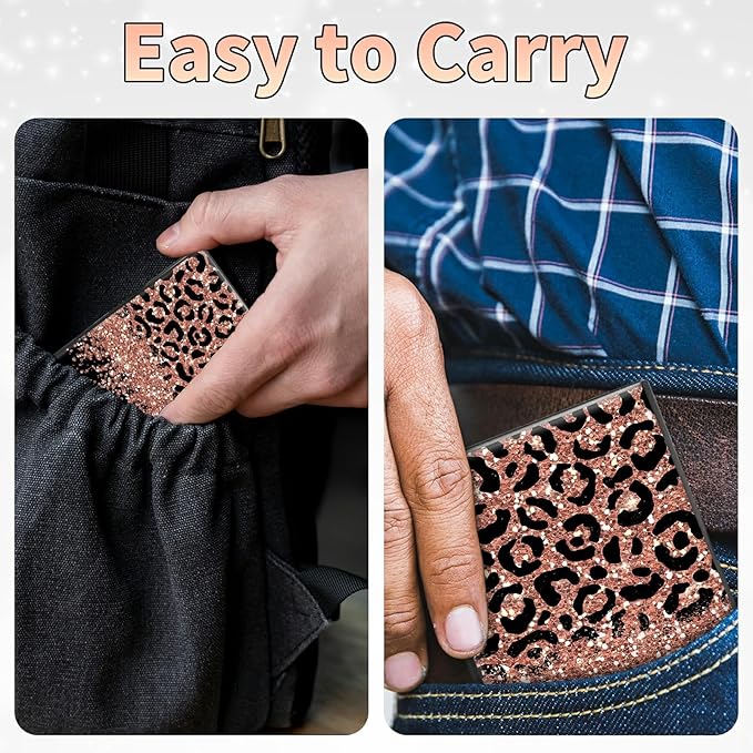 BWEGRHE Slim Credit Card Holder, Leopard Glitter RFID Blocking Metal Wallet - Image 7