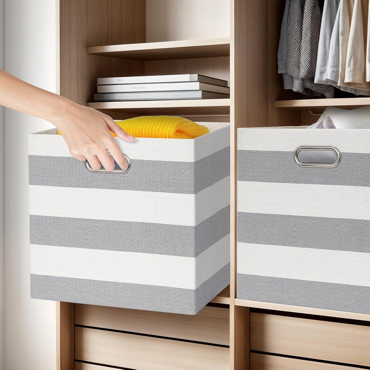 11x11x11 Inch Cube Storage Bins, Set of 4 Fabric Storage Cubes