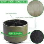 Hennaja Round Leather Art Supply Organizer, Remote Control Holder, 360 Degree - Image 3