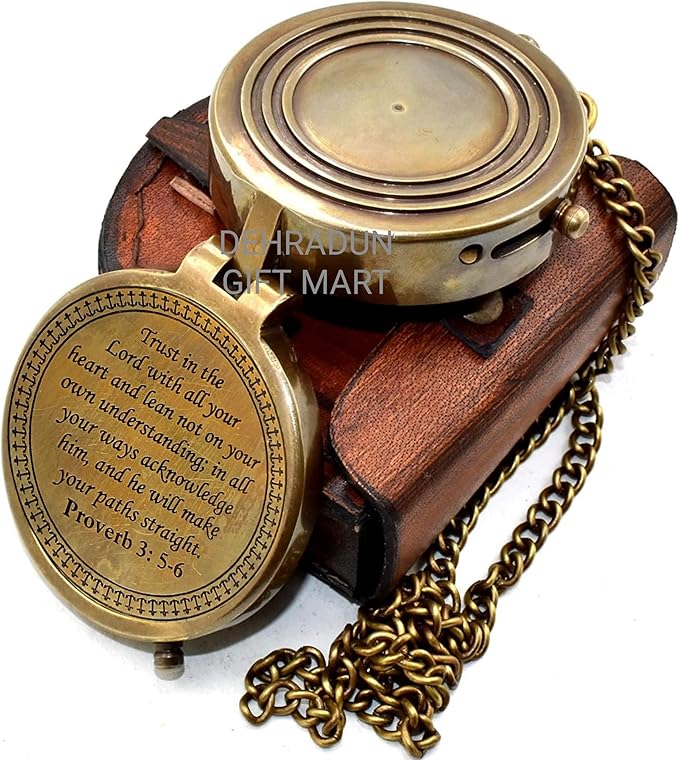 ''Trust in The Lord'' Proverb3:5-6 Special Bibal Quote Scriptue Engraved Compass - Image 2