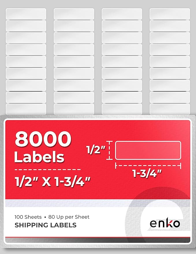 enKo 8000 Labels, 1/2" x 1-3/4" by enKoProducts