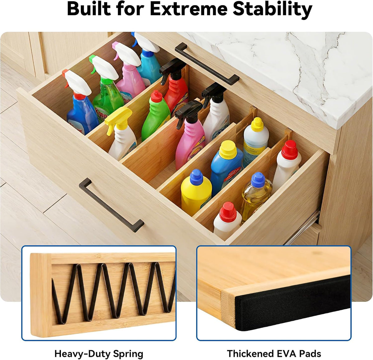 4 Pack 6" Deep Bamboo Drawer Dividers, 17-22" Expandable Kitchen Or...