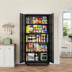 letaya metal garage storage cabinets with wheels,steel tool, front angle view