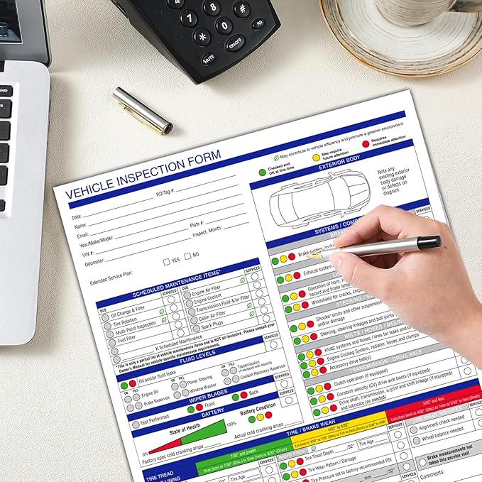 Multi-Point Inspection Form for Vehicles – 2-Part Carbonless Vehicle Checklist - Image 2