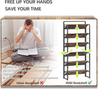 4NM No Assembly 6 Tiers Folding Bookshelf Storage Shelves Vintage Bookcase - Image 7