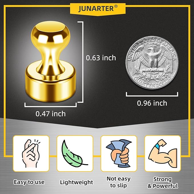 Junarter 12 Pack Magnetic Push Pins, Refrigerator Magnets Strong, Dry Erase - Image 2