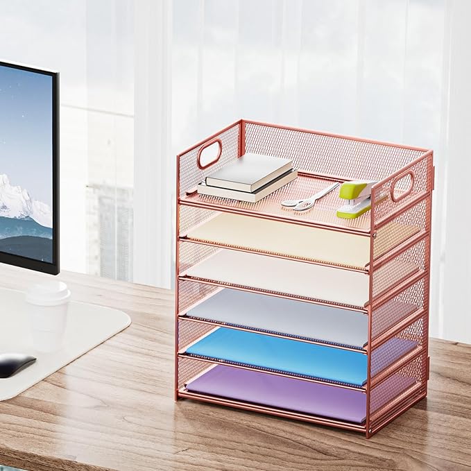 Marbrasse 6 Tier Paper Organizer Letter Tray - Image 6